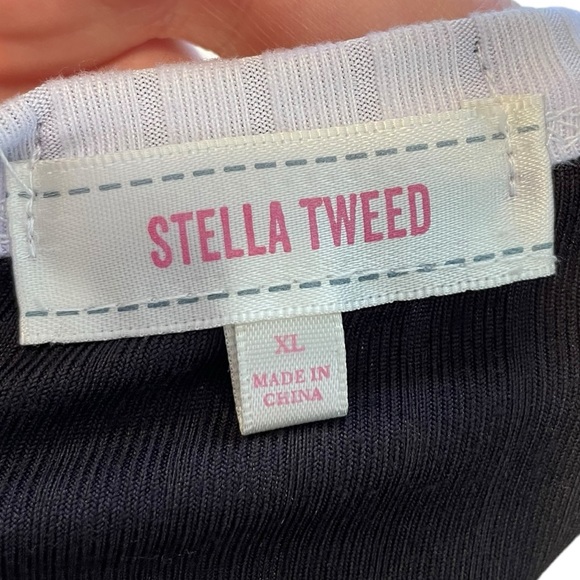 NEW Stella Tweed Black White Exclusive Party Girl Novelty Bimbo Cropped T Shirt - Picture 5 of 7